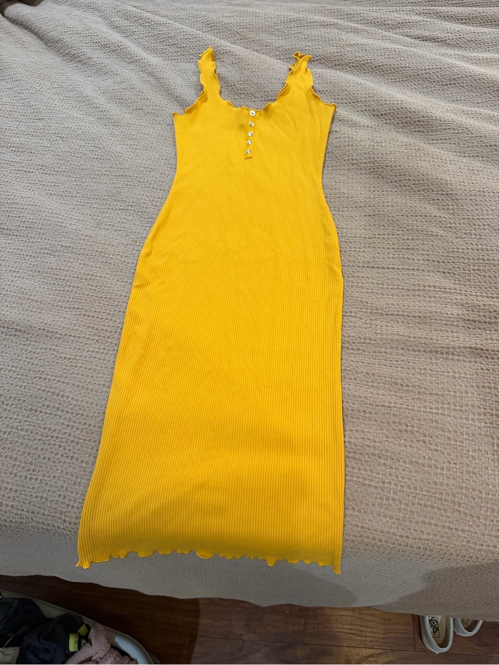 Pull&Bear Yellow Ribbed Tank Maxi Dress